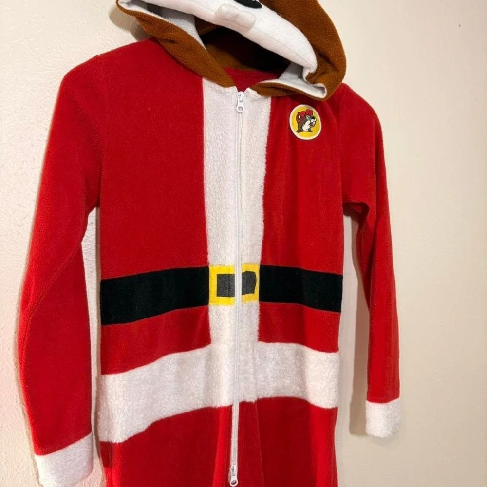 Buc-ee's Kids Pajamas Size YXS Red Overalls Jumper Santa Christmas‎ Holiday